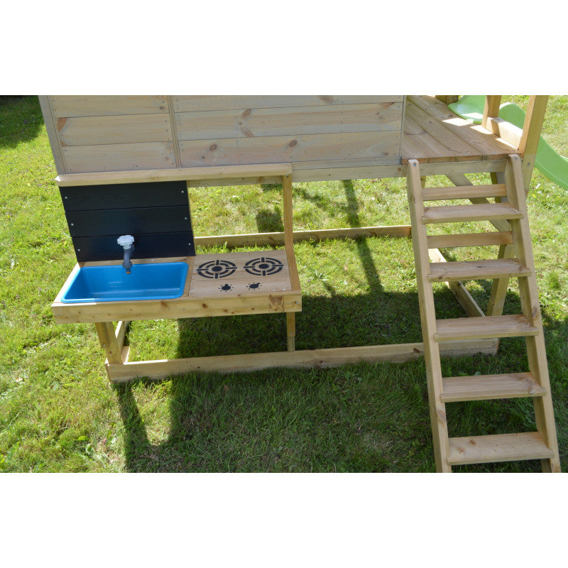 Casuta Nordic Adventure House cu loc de nisip, tobogan, leagan, bucatarie, Wendi Toys